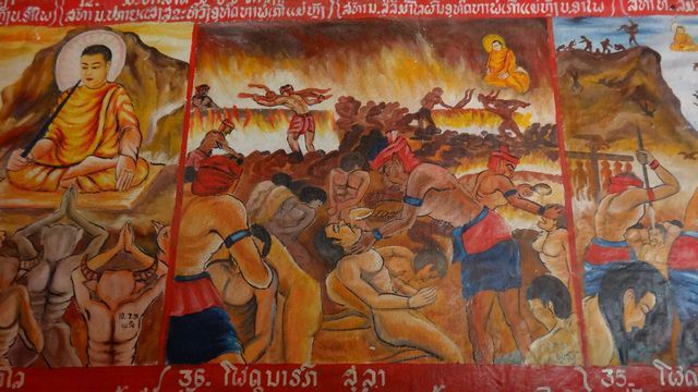 Peintures représentant l'enfer bouddhique sur un temple