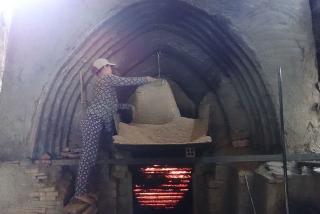 Mise en chauffe du four à briques